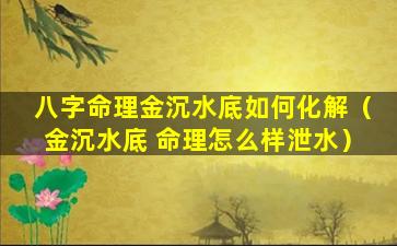 八字命理金沉水底如何化解（金沉水底 命理怎么样泄水）